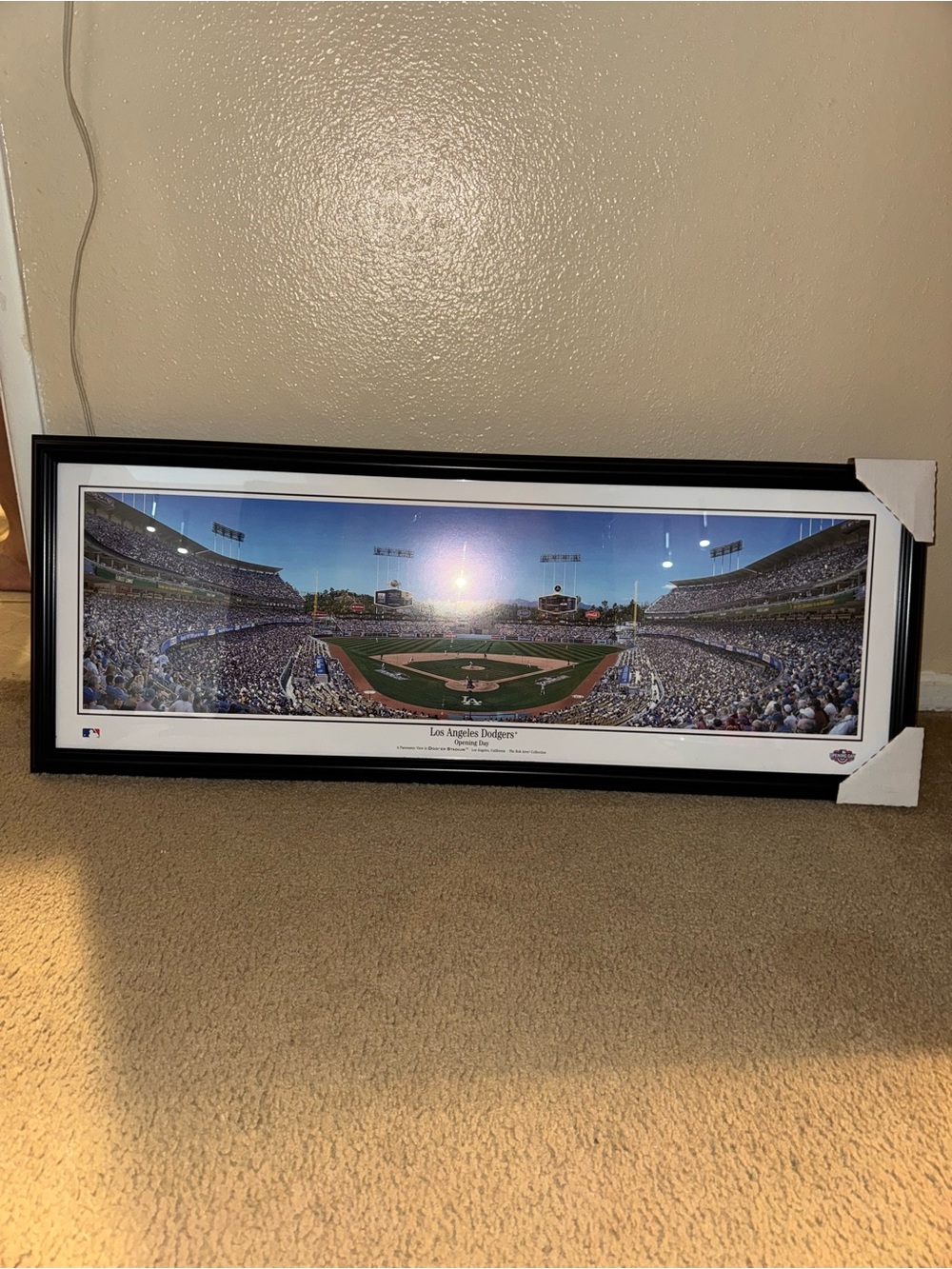 framed panoramic photograph of Dodger Stadium Opening Day Rob Arra Collection